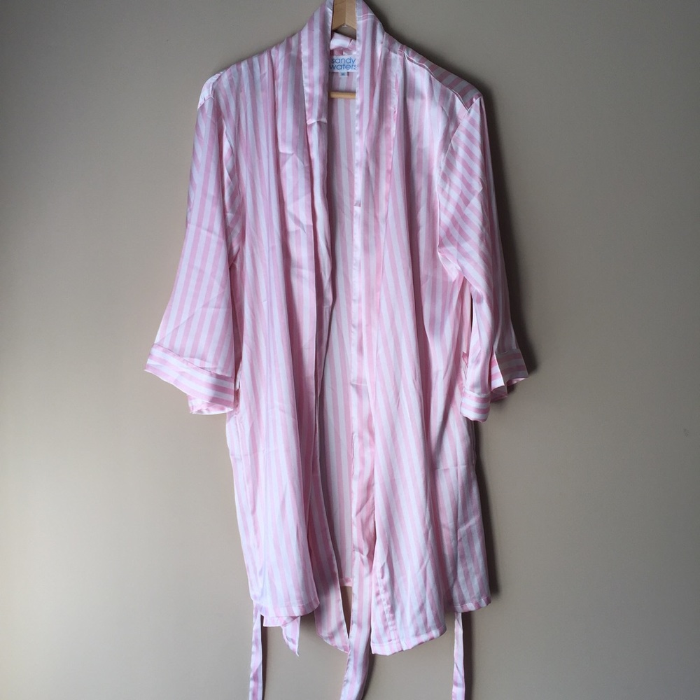 Pink/white silky robe